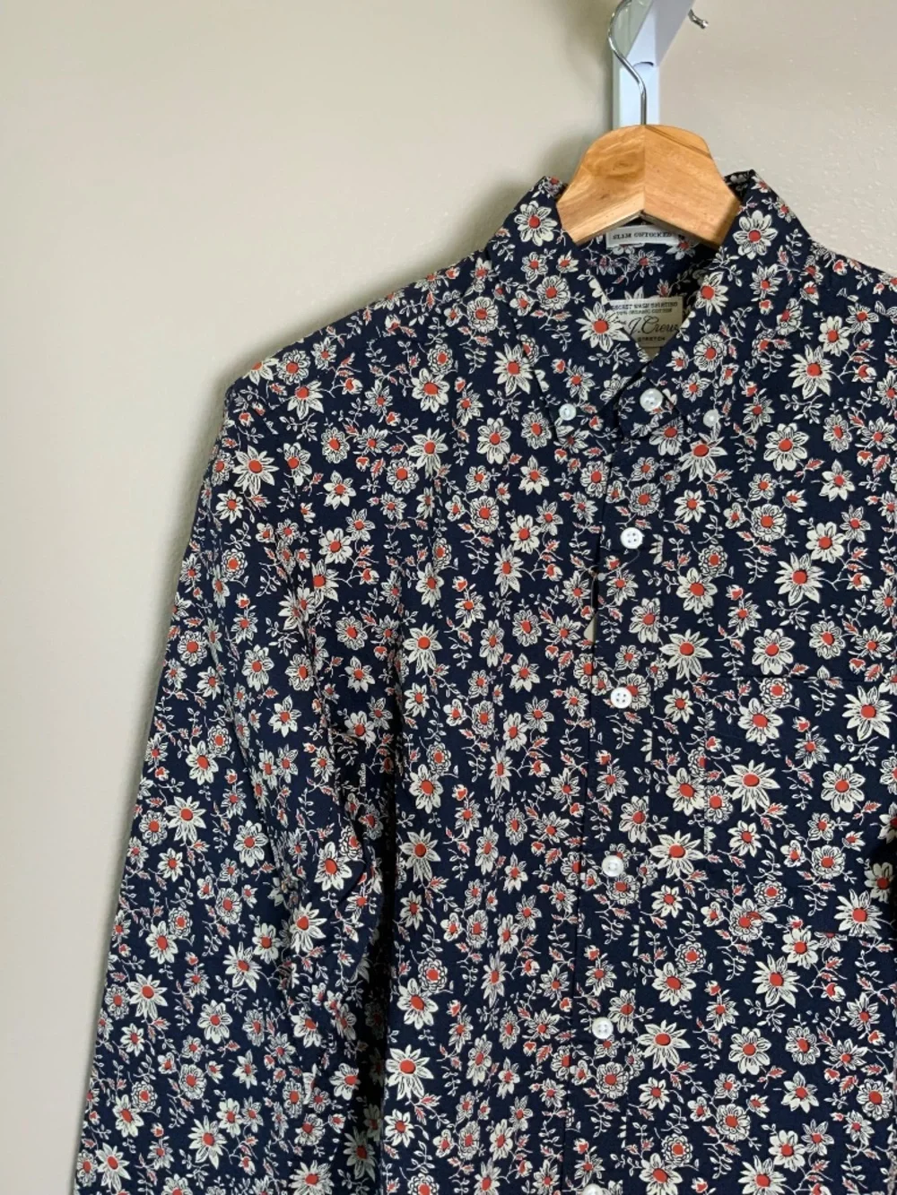 J. Crew Floral Slim Untucked Stretch Secret Wash Cotton Poplin Button Down Shirt
